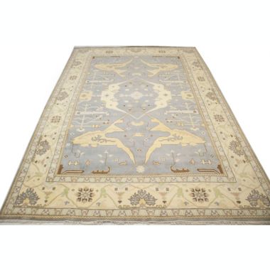 Gray Floral 12X18 Oushak Oriental Rug. View a larger version of this product image.