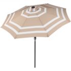 Alternate image 0 for Sunnydaze Outdoor Aluminum Pool Patio Umbrella with Solar LED Lights, Tilt, and Crank - 9&#39; - Beige Stripe