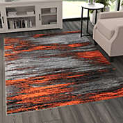 Masada Rugs Trendz Collection 5&#39;x7&#39; Modern Contemporary Area Rug in Orange, Gray and Black - Design Trz863