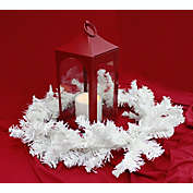 Kitcheniva 12-Inch Red Decorative LED Candle Lantern with 36-Inch White Garland Holiday Décor