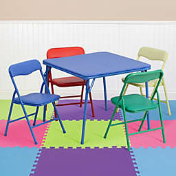Flash Furniture Kids Colorful 5 Piece Folding Table And Chair Set - Blue