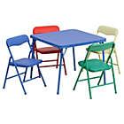 Alternate image 1 for Flash Furniture Kids Colorful 5 Piece Folding Table And Chair Set - Blue
