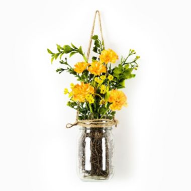 Melrose Home Decorative Hanging Floral Jar Vase 14" Glass Polyester (Set of 6). View a larger version of this product image.