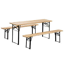 Outsunny 6' Wooden Outdoor Folding Patio Camping Picnic Table Set with Benches and Easy Set Up