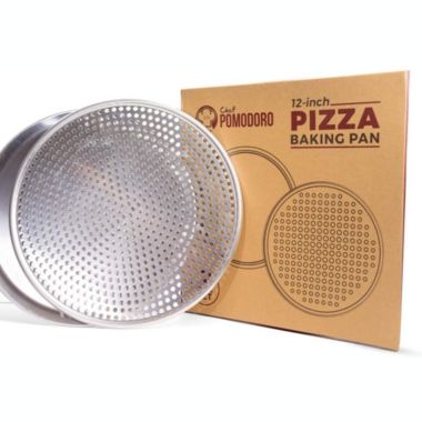Chef Pomodoro Pizza Pan Bundle 12" Perforated & 12" Flat Nonstick Pizza Tray Bundle, 2-Piece Set. View a larger version of this product image.