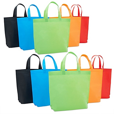 Juvale 10 Pack Non Woven Fabric Shopping Bag with Handle, Reusable Gift Tote for Goodie Treat Party Favor (Large, 15 x 12.5 inch). View a larger version of this product image.