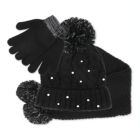 Alternate image 0 for Fab Big Girl's 3 Pc Sparkly Knit Hat Scarf & Gloves Set Black One Size