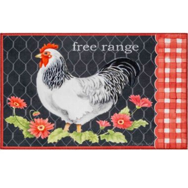 Olivia'S Home Decorative Indoor/Outdoor Accent Rug Olivia'S Home Rooster With Red Gingham - 22" X 32". View a larger version of this product image.