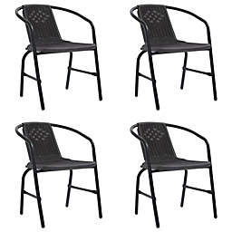 vidaXL Patio Chairs 4 pcs Plastic Rattan and Steel 242.5 lb