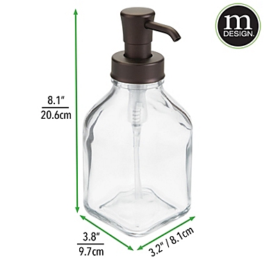 mDesign Square Glass Refillable Soap Dispenser Pump 2 Pack Clear/Chrome 