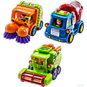 WolVolk Set of 3 Push and Go Friction Powered Car Toys