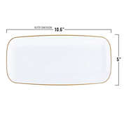 Smarty Had A Party 10.6" x 5" White with Gold Rim Flat Raised Edge Rectangular Disposable Plastic Plates (120 Plates)