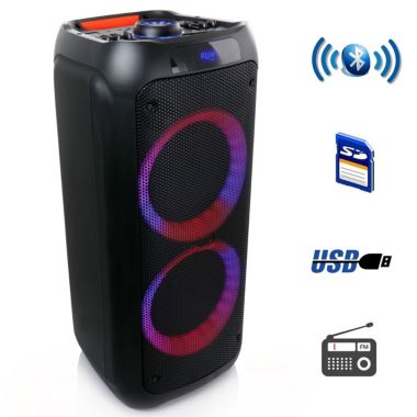 beFree Sound Dual 8 Inch Bluetooth Wireless Portable Party Speaker with Reactive Lights. View a larger version of this product image.