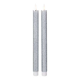 Northlight Set 2 Silver Glittered LED Flameless Taper Christmas Candles 11