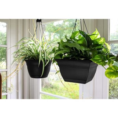 The HC Companies Outdoor/Indoor Plastic Planter Eclipse Square Hanging Basket, 12''. View a larger version of this product image.