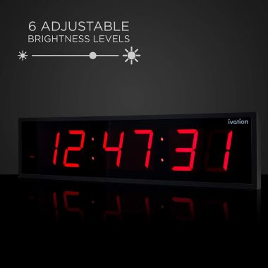 Ivation Large Digital Wall Clock, LED Clock, Large Display Wall Timer with Adjustable Brightness. View a larger version of this product image.