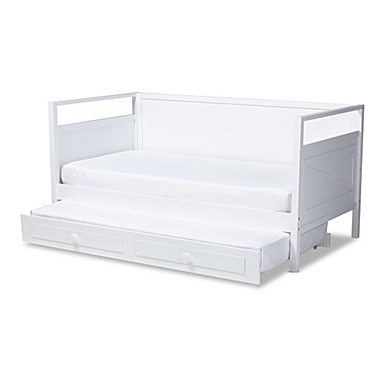 Baxton Studio Baxton Studio Cintia Cottage Farmhouse White Finished Wood Twin Size Daybed With Trundle - White. View a larger version of this product image.