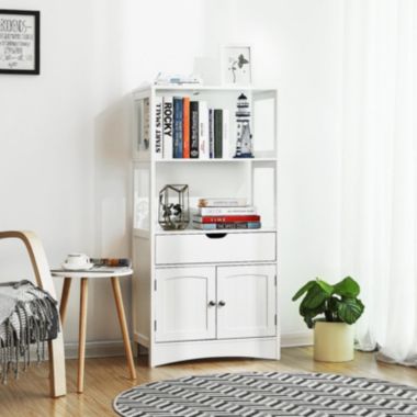 BreeBe Upper Shelves Bathroom Storage Cabinet White. View a larger version of this product image.