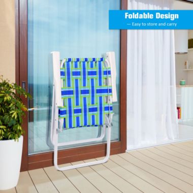 Slickblue 6 pcs Folding Beach Chair Camping Lawn Webbing Chair-Blue. View a larger version of this product image.