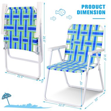 Slickblue 6 pcs Folding Beach Chair Camping Lawn Webbing Chair-Blue. View a larger version of this product image.