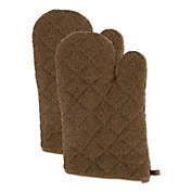 Contemporary Home Living Set of 2 Brown Terry Stylish Oven Mitt, 13"