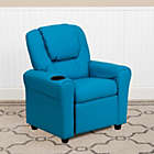 Alternate image 0 for Flash Furniture Contemporary Turquoise Vinyl Kids Recliner With Cup Holder And Headrest - Turquoise Vinyl