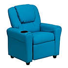 Alternate image 1 for Flash Furniture Contemporary Turquoise Vinyl Kids Recliner With Cup Holder And Headrest - Turquoise Vinyl