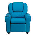 Alternate image 2 for Flash Furniture Contemporary Turquoise Vinyl Kids Recliner With Cup Holder And Headrest - Turquoise Vinyl