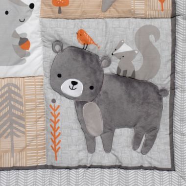 Bedtime Originals Acorn Gray/Beige/White/Orange Woodland Fox, Raccoon, Squirrel & Bear 3-Piece Baby Nursery Crib Bedding Set. View a larger version of this product image.