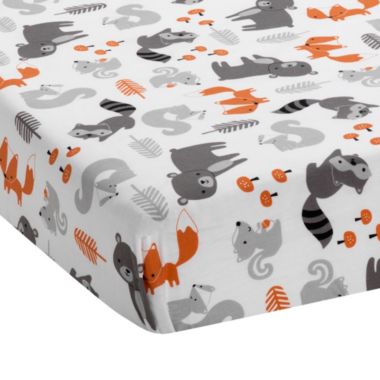 Bedtime Originals Acorn Gray/Beige/White/Orange Woodland Fox, Raccoon, Squirrel & Bear 3-Piece Baby Nursery Crib Bedding Set. View a larger version of this product image.