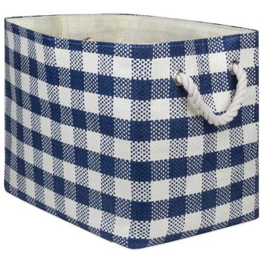 DII Checked Pattern Woven Paper Bin with Rope Handles - 12 inches. View a larger version of this product image.