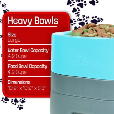 Pet Weighter Elevated Raised Weighted No-Spill Non-Slip Fillable Easy-Clean Water and Food Large Dog Bowl for Large Dogs and Cats - Blue. View a larger version of this product image.