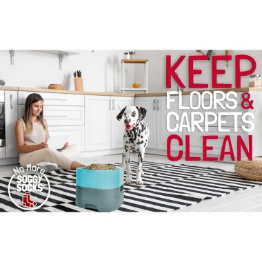 Pet Weighter Elevated Raised Weighted No-Spill Non-Slip Fillable Easy-Clean Water and Food Large Dog Bowl for Large Dogs and Cats - Blue. View a larger version of this product image.