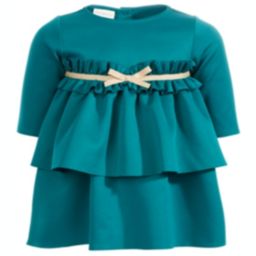 First Impressions Baby Girl's Scuba Ruffled Bow Dress Green Size 6-9 M