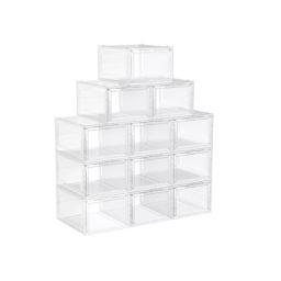 SONGMICS Shoe Boxes, Clear Shoe Organizers, Set of 12, Plastic Shoe Storage with Clear Door, Easy Assembly, up to US Size 10, White