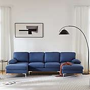 Stock Preferred U-Shaped 4-Seat Indoor Modular Sofa in Navy Blue