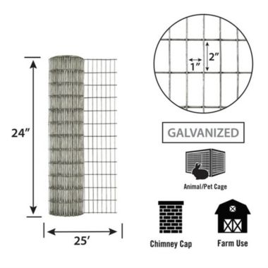 Garden Zone (#432425) 1" x 2" Mesh 14-Gauge Galvanized Wire Fence, 24" x 25'. View a larger version of this product image.