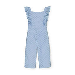 Hope & Henry Girls' Wide Leg Short Ruffle Sleeve Jumpsuit, Toddler, Blue, 3