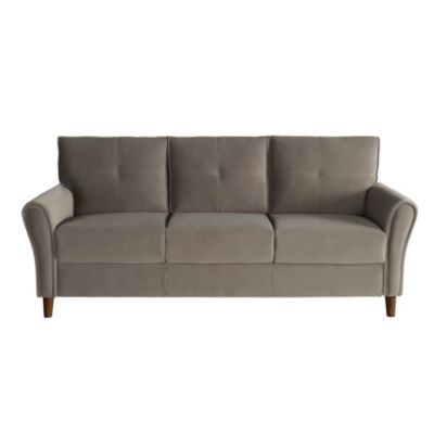 Lazzara Home Halton 80"W Flared Arm Velvet Straight Sofa In Brown
