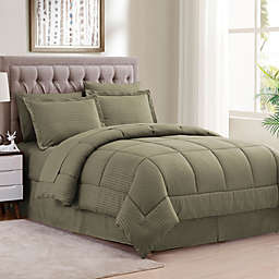 Sweet Home Collection 8 Piece Comforter Set Bag with Unique Design, Bed Sheets, 2 Pillowcases & 2 Shams & Bed Skirt All Season, King, Sage