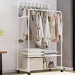 Kitcheniva Heavy Duty Metal Clothing Rack Double Rails Garment Rack, White