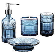 Bathroom Accessory Set   4-Piece Decorative Glass Bathroom Accessories Set   Soap Dispen