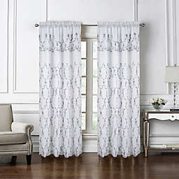 Olivia Gray Fleur Embroidered Rod Pocket Single Curtain Panel With 18