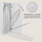 Alternate image 1 for Ivation Wall-Mounted Ironing Board Cabinet with Farmhouse Door, Foldable Ironing Storage Station, Easy-Release Lever, with Mirror Door, White