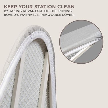 Ivation Wall-Mounted Ironing Board Cabinet with Farmhouse Door, Foldable Ironing Storage Station, Easy-Release Lever, with Mirror Door, White. View a larger version of this product image.