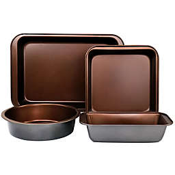 Copper Pan Cooking Excellence 4 Piece Nonstick Carbon Steel Bakeware Set in Brown