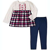 Kids Headquarters Toddler Girl&#39;s 2 Pc Plaid Flannel Tunic & Leggings Set White Size 4T