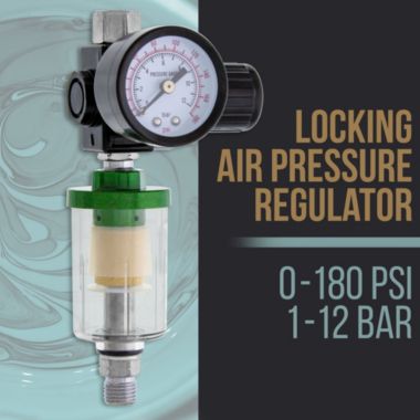 TCP Global Brand Complete Professional 9 Piece HVLP Spray Gun Set with 2 Full Size Spray Guns, 1 Detail Spray Gun, Inline Filter & Air Regulator. View a larger version of this product image.