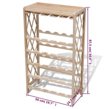 vidaXL Wine Rack for 25 Bottles Solid Fir Wood. View a larger version of this product image.