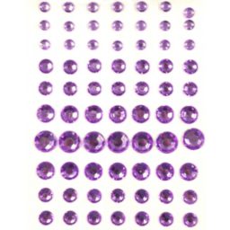 Wrapables 91 Pieces Crystal Diamond Sticker Adhesive Rhinestones 4/6/8/12mm / Purple